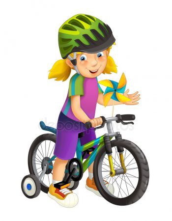 depositphotos 35988789 stockafbeelding cartoon meisje op een fiets